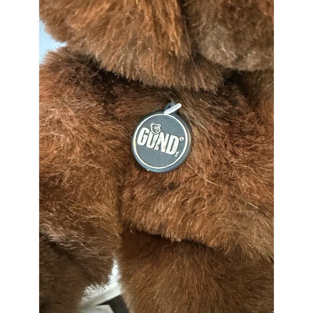 Vintage 1983 GUND Brown Teddy Bear Plush Medal Tag Korea 16” Classic Soft - Picture 4 of 9